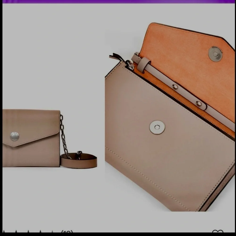 Rag & Bone Atlas Convertible Crossbody Leather Light Khaki Orange Interior - Picture 1 of 13